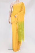 Yellow Silk Cotton Saree with Zari Butta on the body and Zari Border.  displayed on a mannequin
