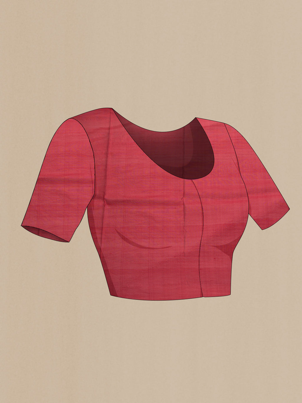 Close up image of the blouse of Red Dual Tone Silk Cotton Saree with Zari Butta on the body and Zari Border. 