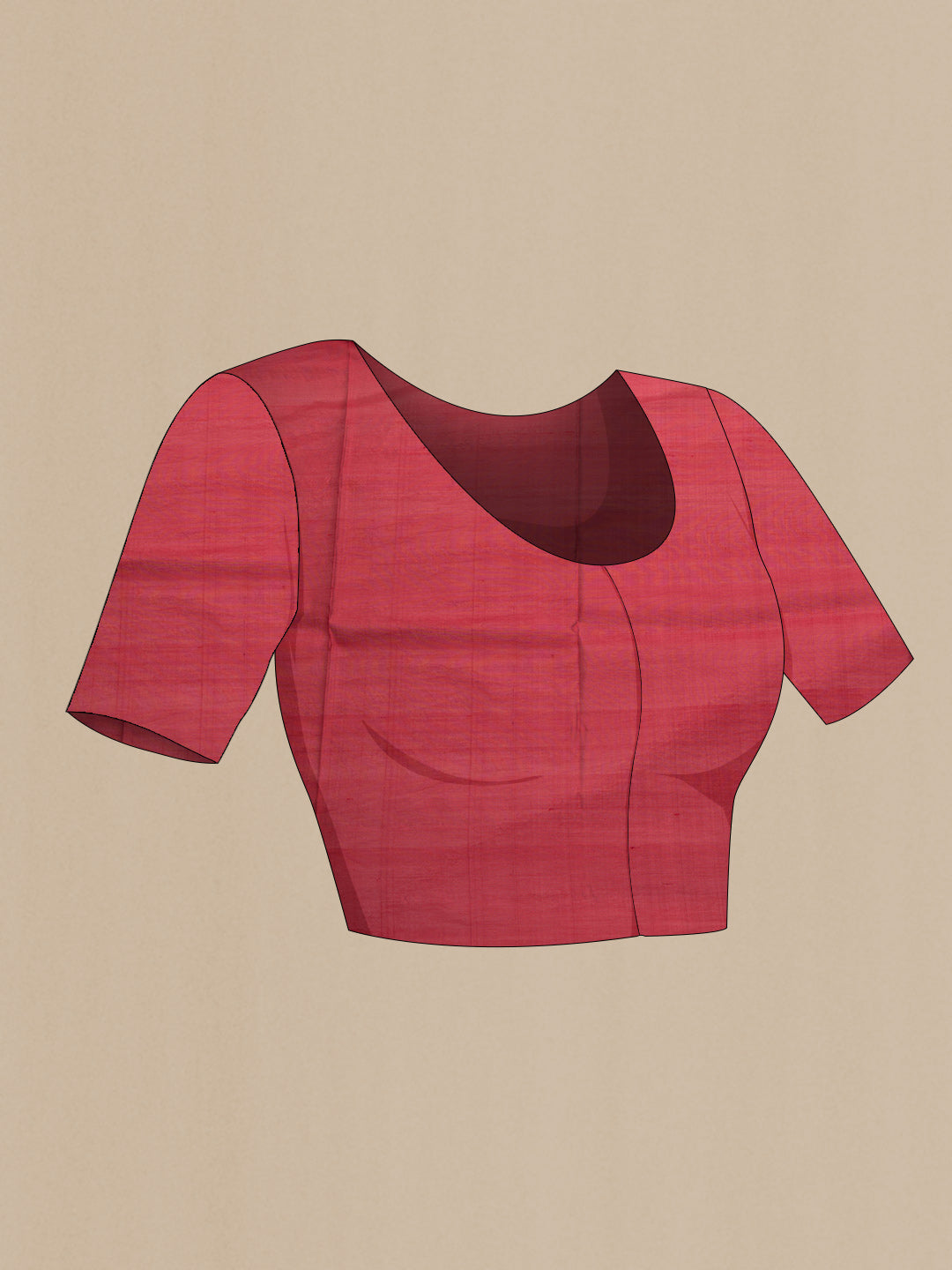 Close up image of the blouse of Red Dual Tone Silk Cotton Saree with Zari Butta on the body and Zari Border. 