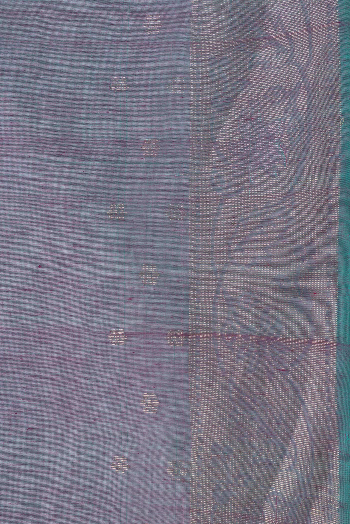 Border image of Peacock Blue Dual Tone Silk Cotton Saree with Zari Butta on the body and Zari Border. 