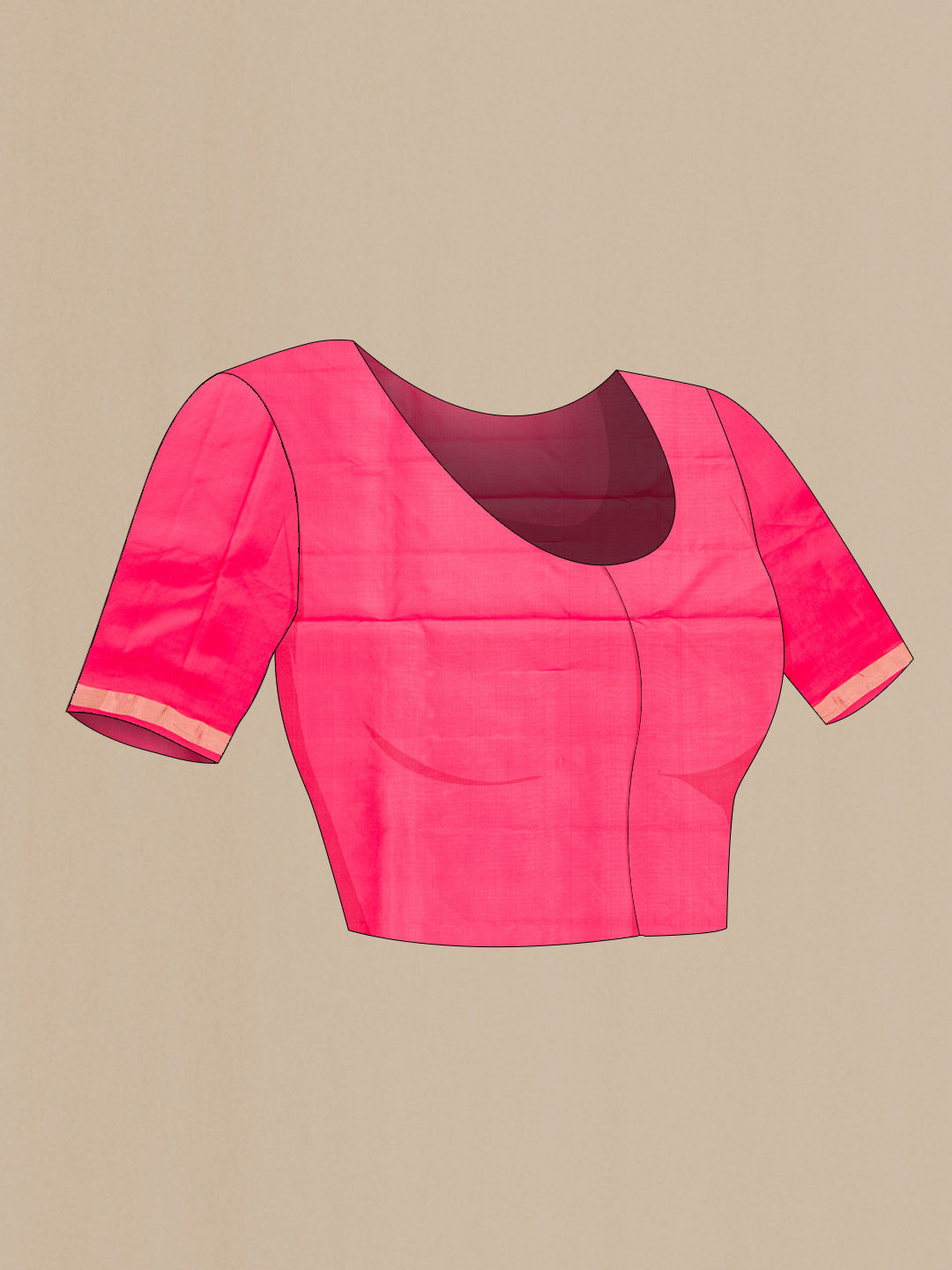 Close up image of the blouse of Grey Dual Tone Soft Silk Saree with Zari Butta on the body and Zari Border. 