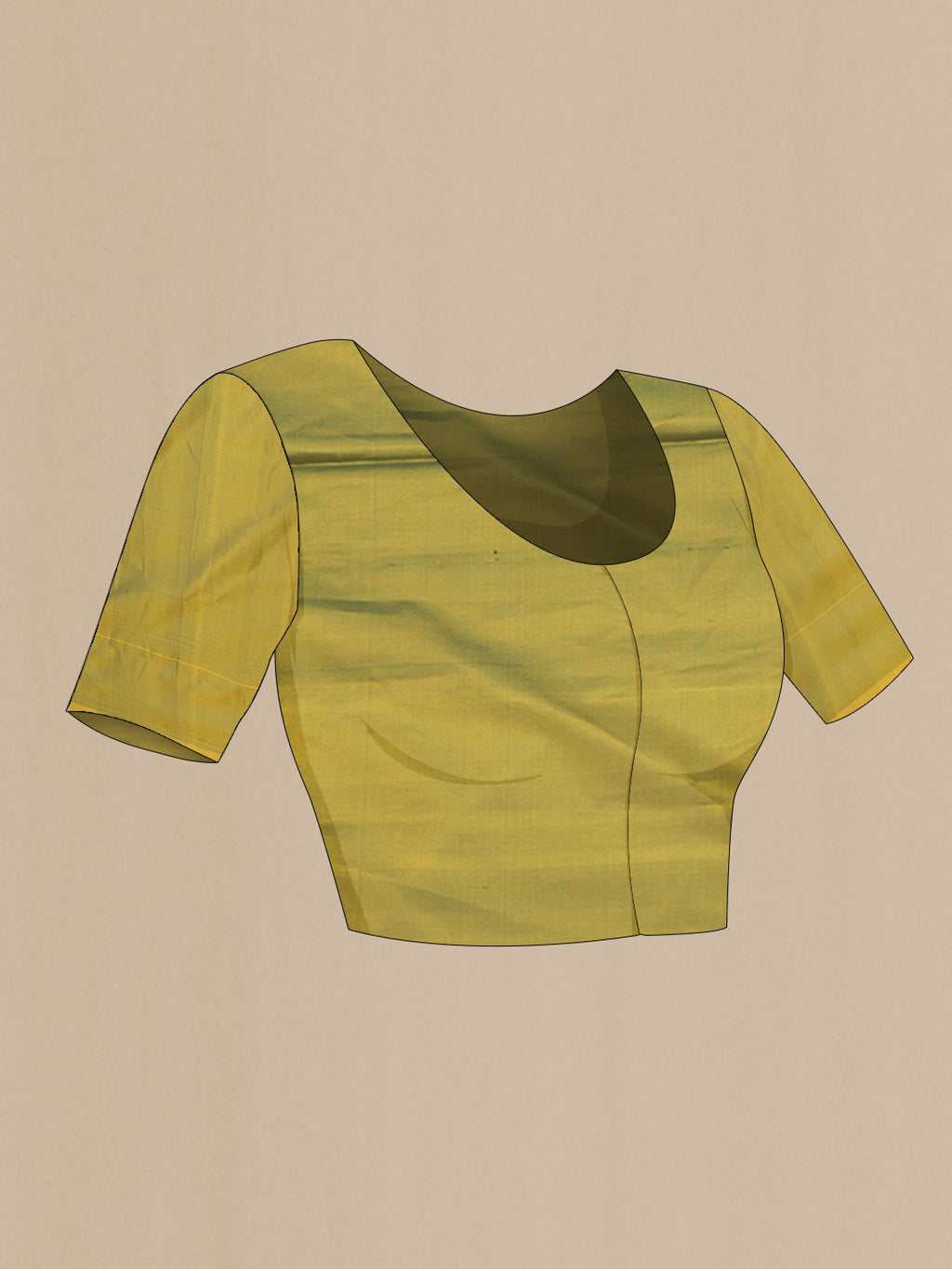 Close up image of the blouse of Bottle Green Soft Silk Saree with Zari Butta on the body and Plain Border. 