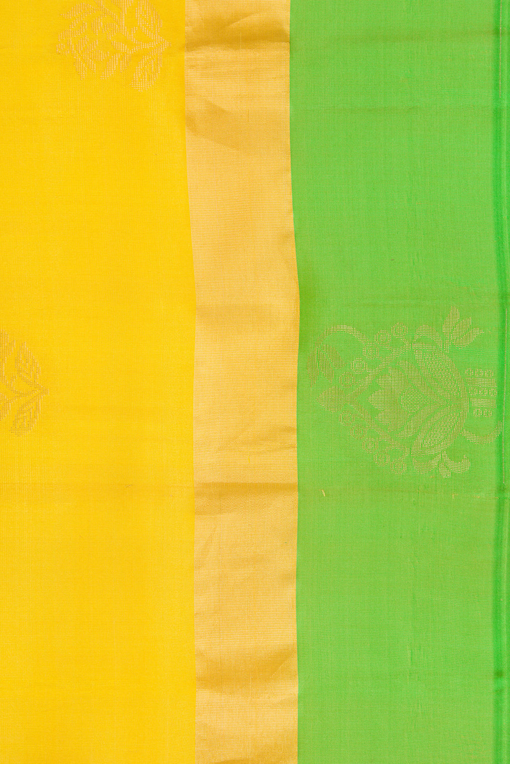 Border image of Mustard Dual Tone Soft Silk Saree with Zari Butta on the body and Zari Border. 