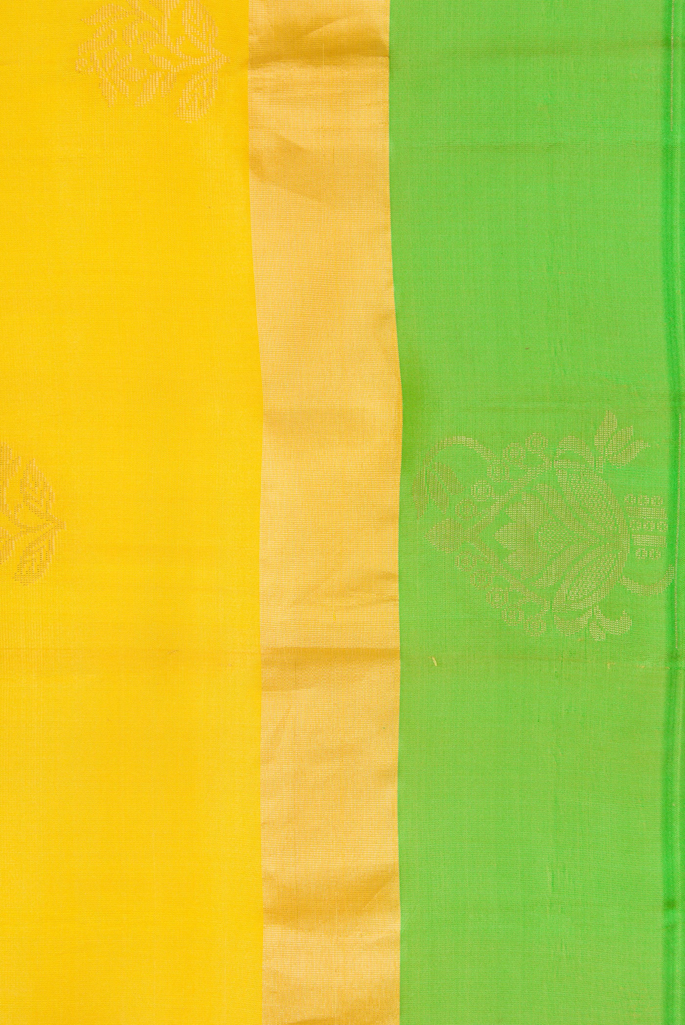 Border image of Mustard Dual Tone Soft Silk Saree with Zari Butta on the body and Zari Border. 