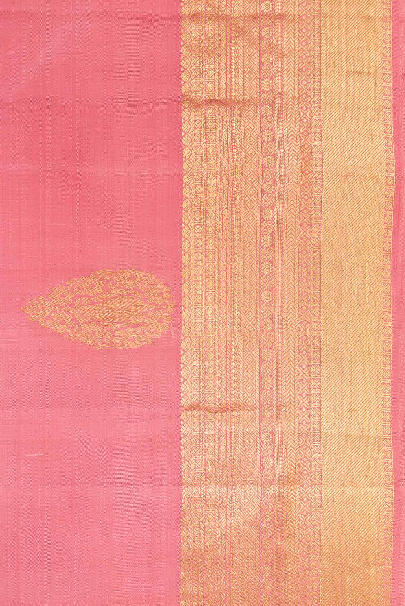 Border image of Pink Dual Tone Kanjivaram Silk Saree with Zari Butta on the body and Zari Border. 