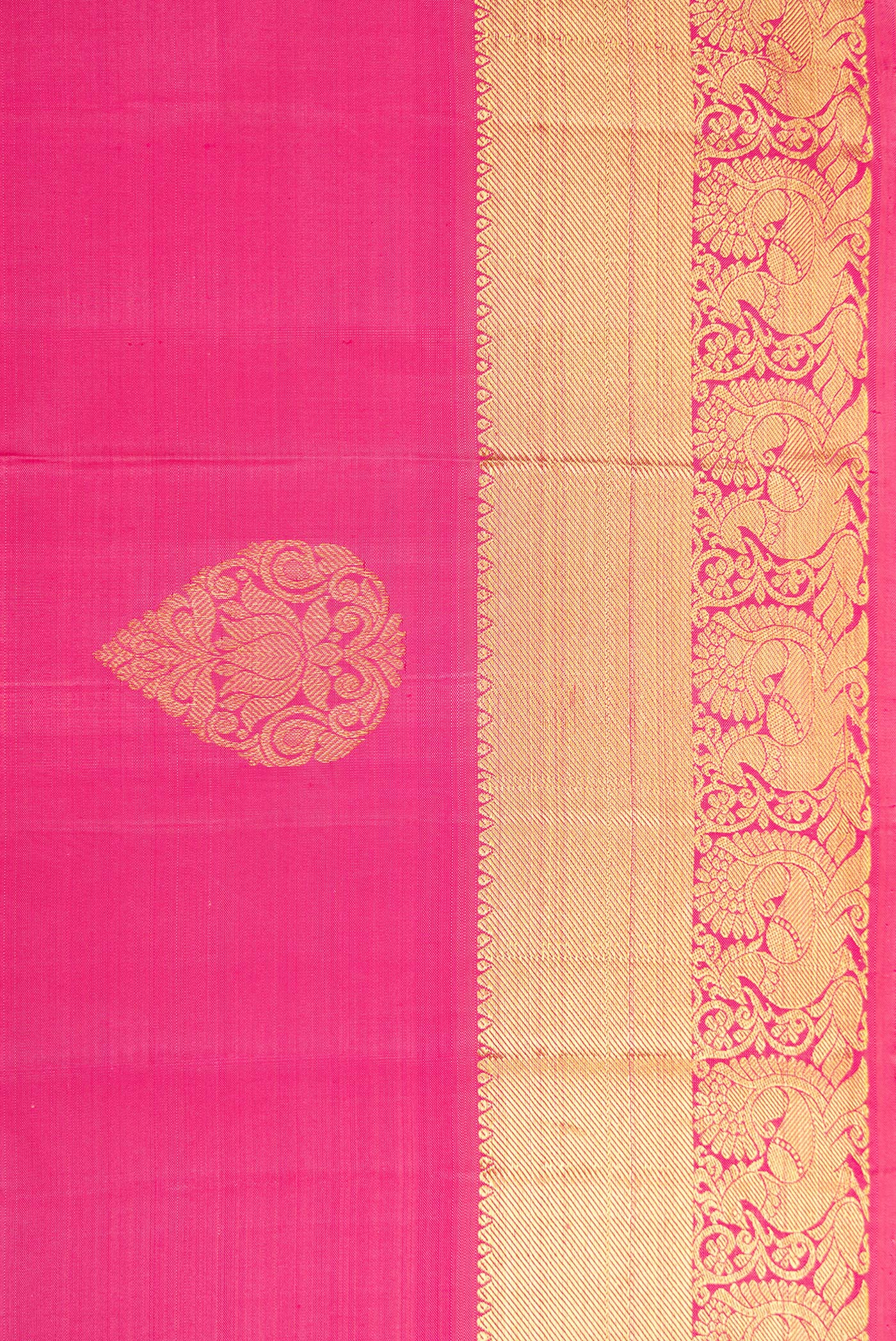 Border image of Pink Dual Tone Kanjivaram Silk Saree with Zari Butta on the body and Zari Border. 
