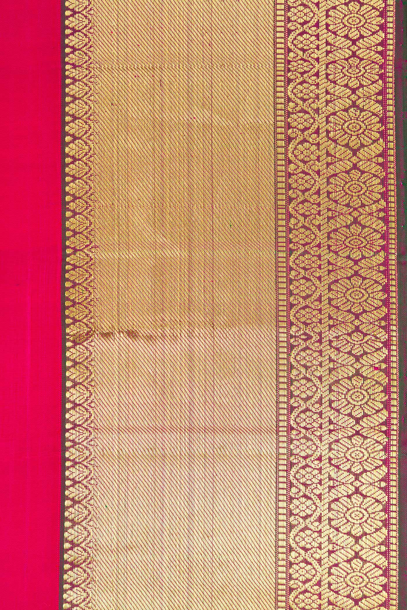 Border image of Pink Dual Tone Kanjivaram Silk Saree with Zari Butta on the body and Zari Border. 