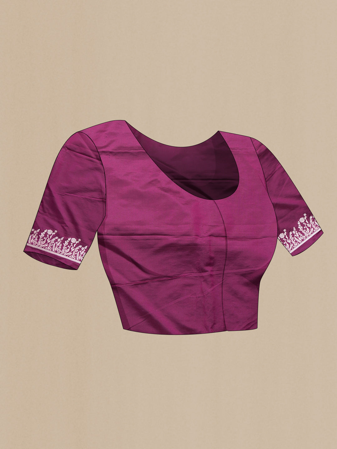 Close up image of the blouse of Magenta Dual Tone Banarasi Silk Saree with Zari Butta on the body and Fancy Border. 