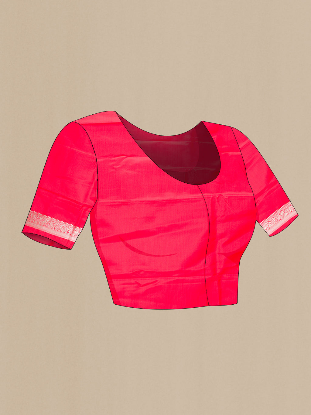 Close up image of the blouse of Dark Pink Dual Tone Banarasi Silk Saree with Zari Butta on the body and Fancy Border. 
