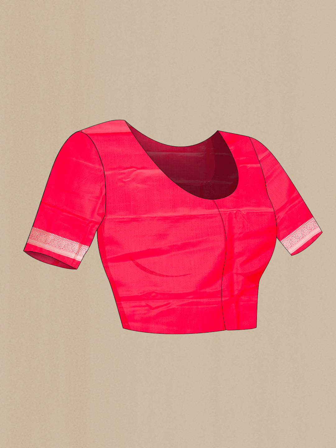 Close up image of the blouse of Dark Pink Dual Tone Banarasi Silk Saree with Zari Butta on the body and Fancy Border. 