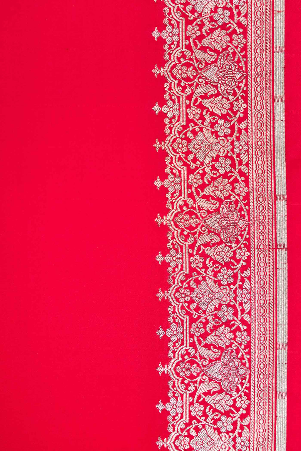 Border image of Red Dual Tone Blended Banarasi Silk Saree with Plain Body and Fancy Border. 