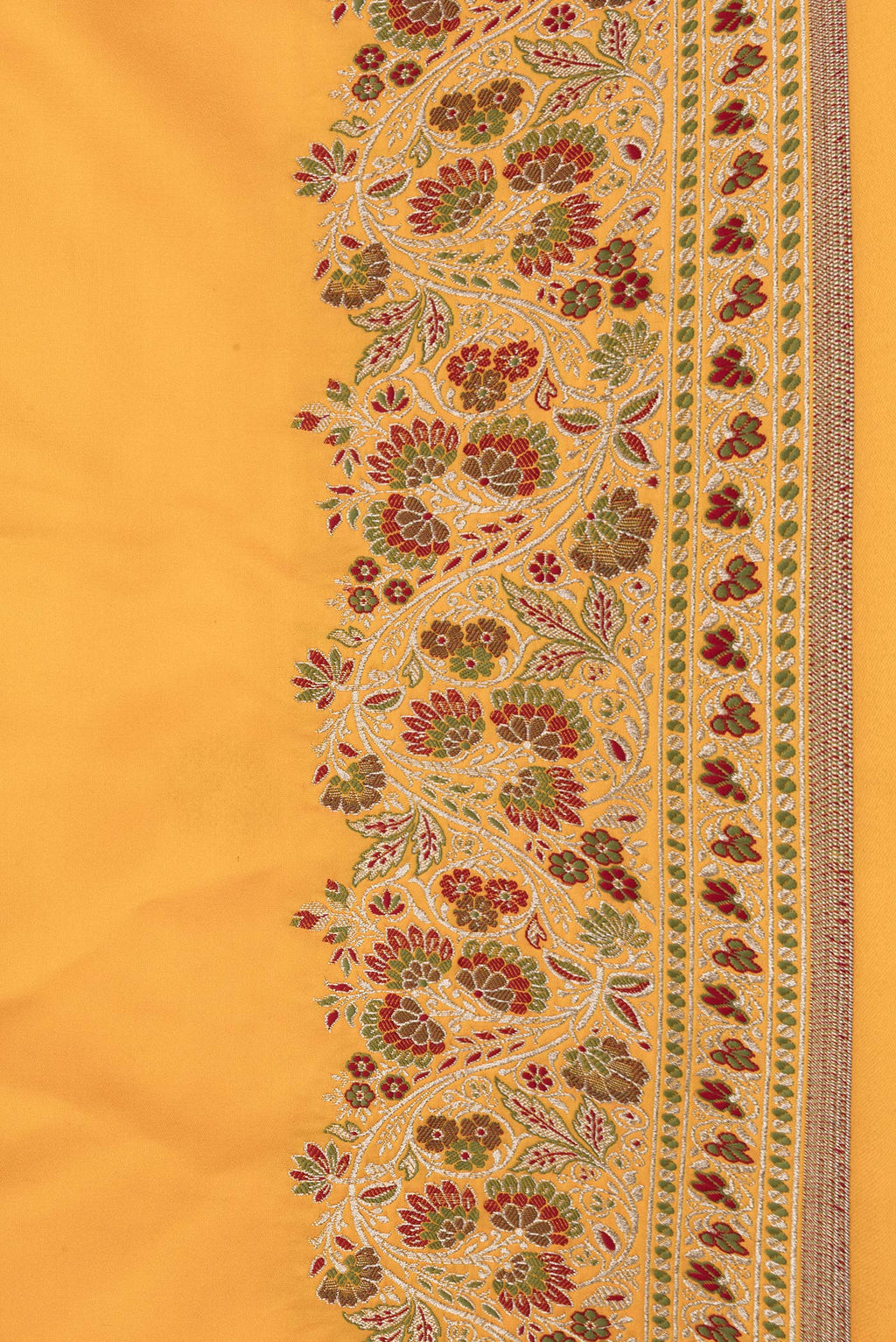 Border image of Yellow Dual Tone Blended Banarasi Silk Saree with Plain Body and Fancy Border. 