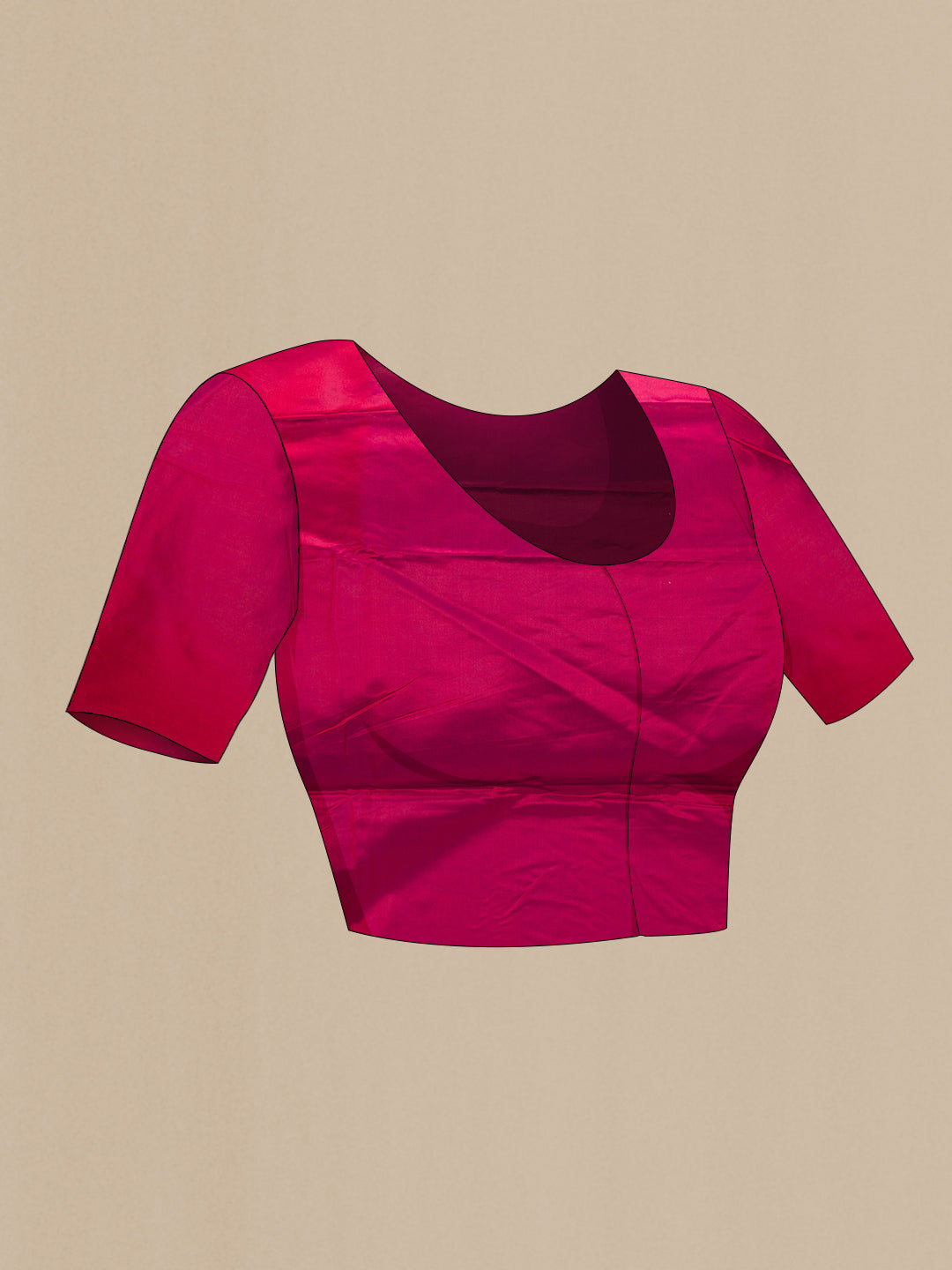 Close up image of the blouse of Maroon Dual Tone Banarasi Silk Saree with Plain Body and Fancy Border. 