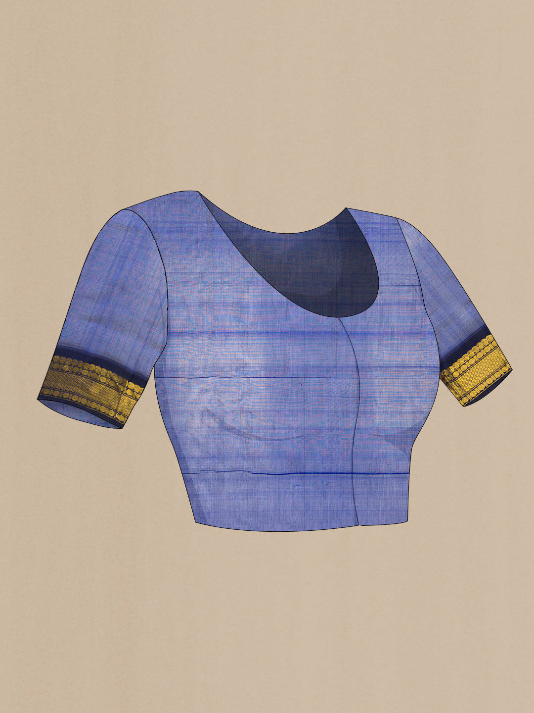 Close up image of the blouse of Pink Silk Cotton Saree with Zari Butta on the body and Zari Border. 
