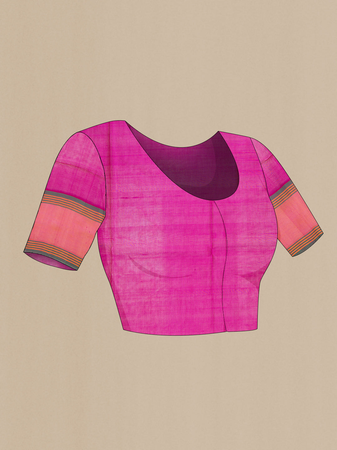 Close up image of the blouse of Magenta Silk Cotton Saree with Jacquard design on the body and Fancy Border. 