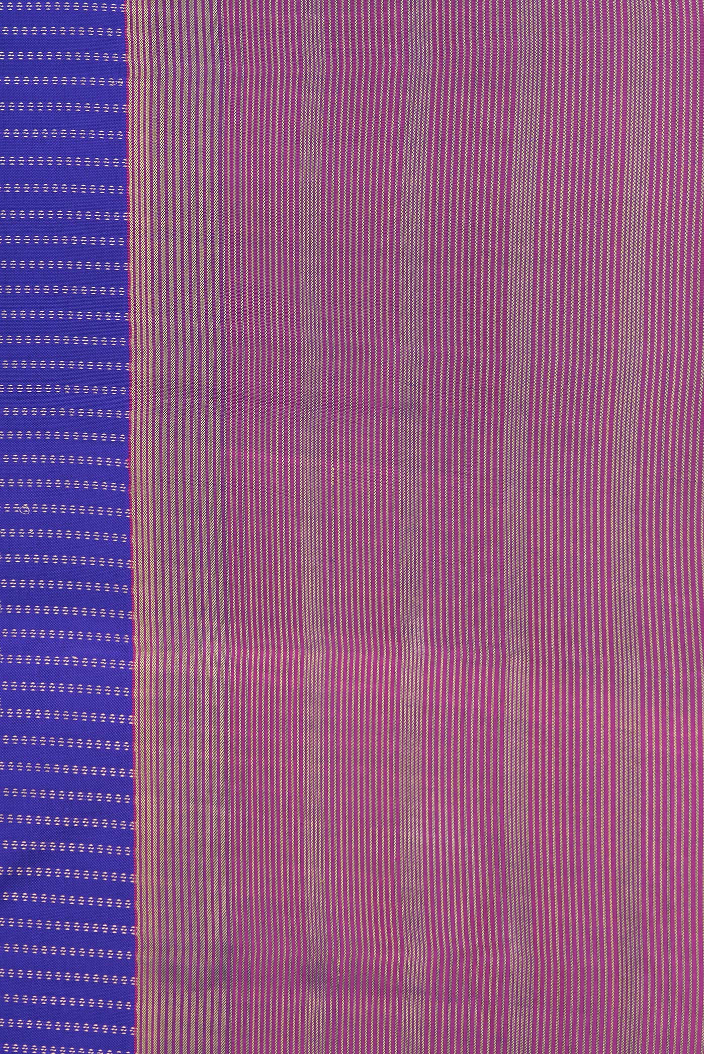 Border image of Royal Blue Dual Tone Kanchipuram Silk Saree with Stripes on the body and Zari Border. 