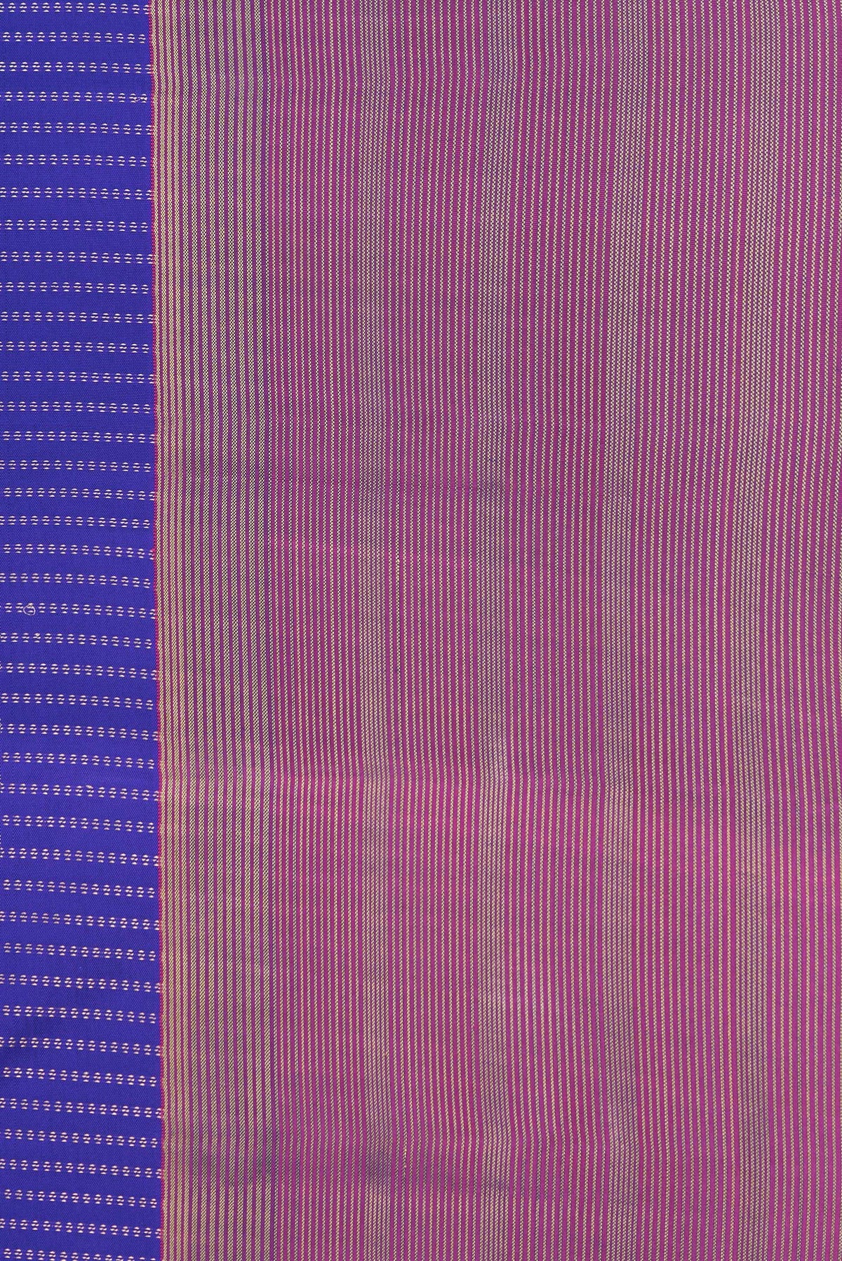Border image of Royal Blue Dual Tone Kanchipuram Silk Saree with Stripes on the body and Zari Border. 