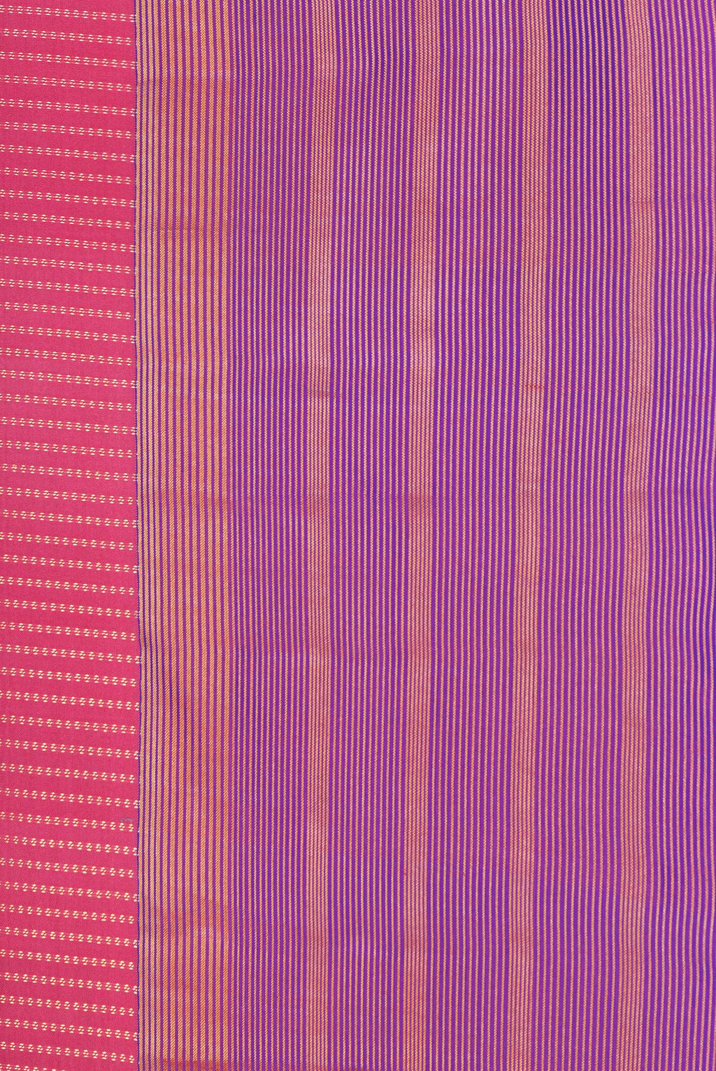 Border image of Pink Dual Tone Kanchipuram Silk Saree with Stripes on the body and Zari Border. 
