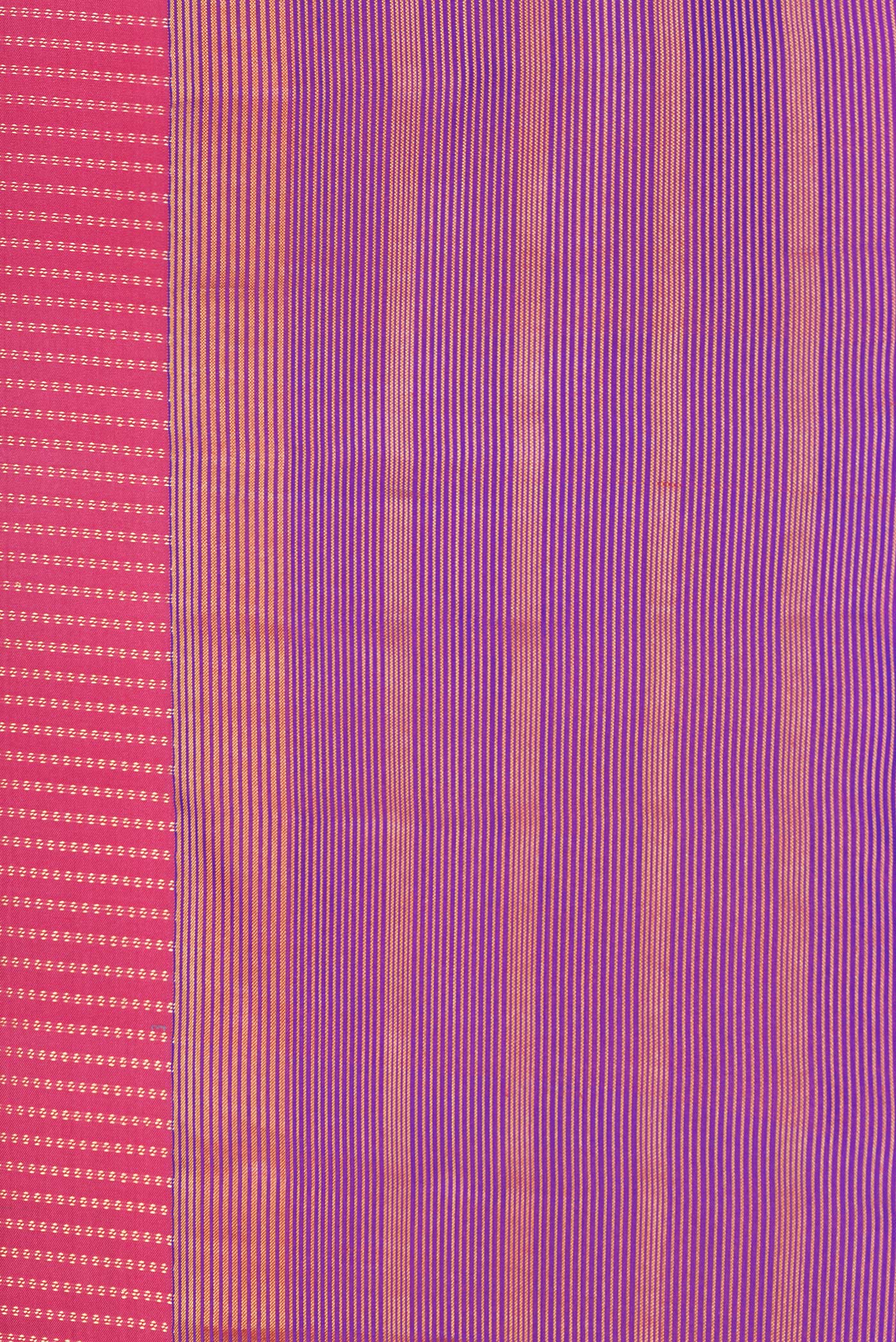Border image of Pink Dual Tone Kanchipuram Silk Saree with Stripes on the body and Zari Border. 