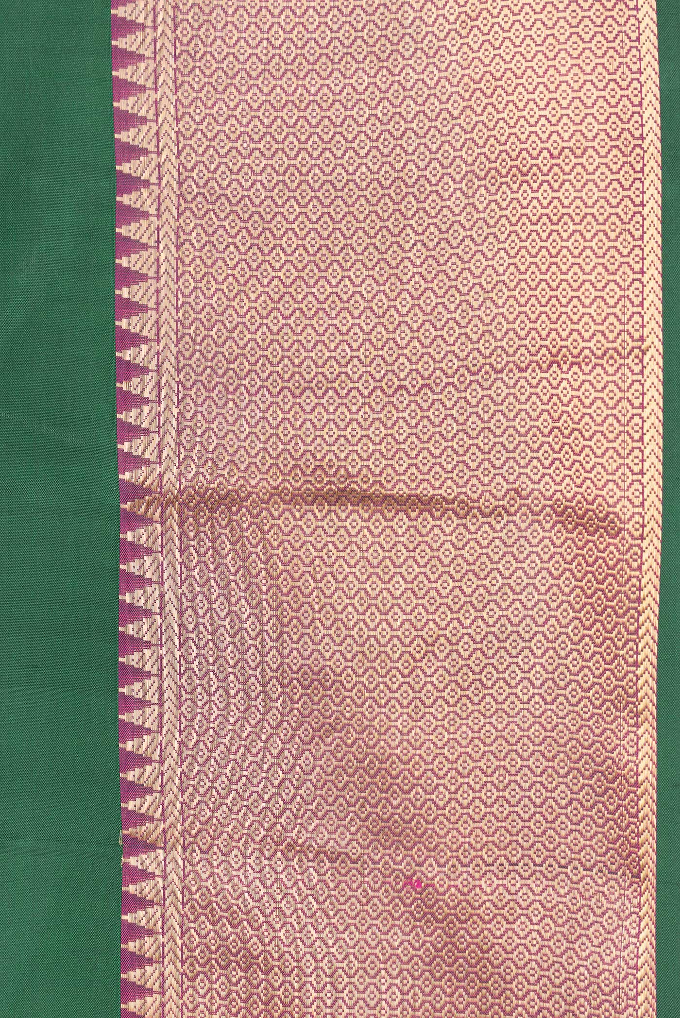 Border image of Green Dual Tone Kanchipuram Silk Saree with Zari Butta on the body and Zari Border. 