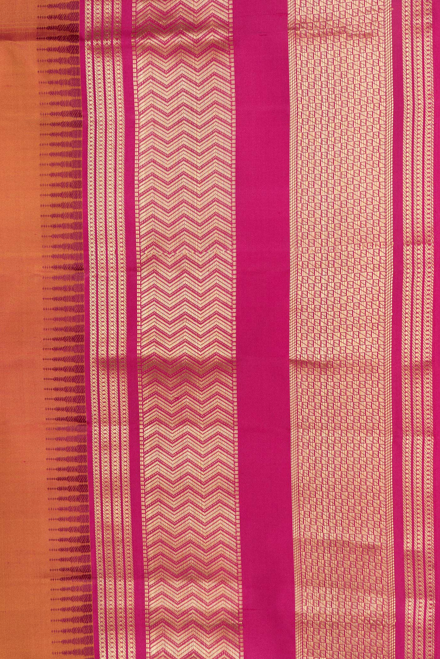 Border image of Mustard Dual Tone Kanjivaram Silk Saree with Zari Butta on the body and Zari Border. 