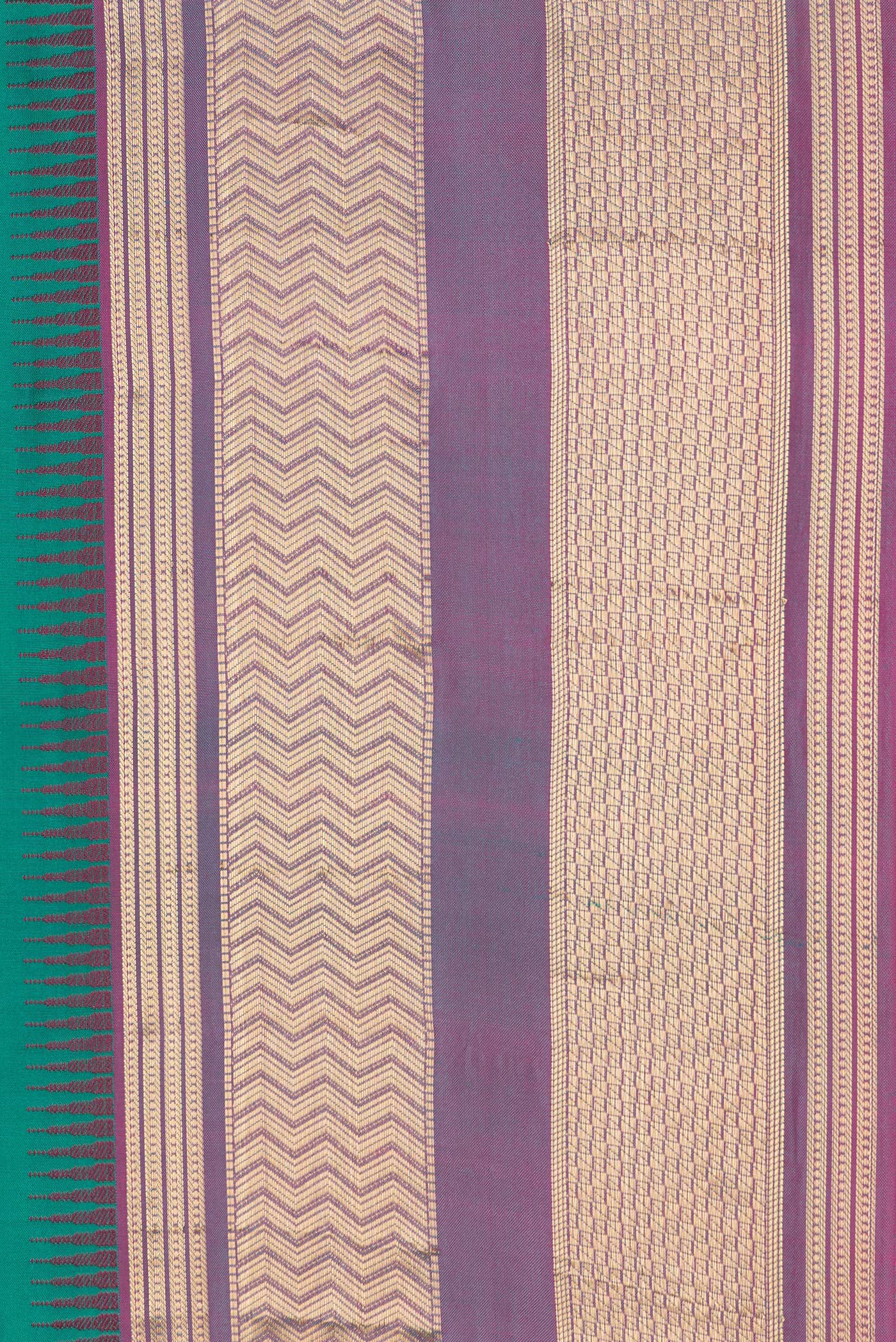 Border image of Green Dual Tone Kanjivaram Silk Saree with Zari Butta on the body and Zari Border. 