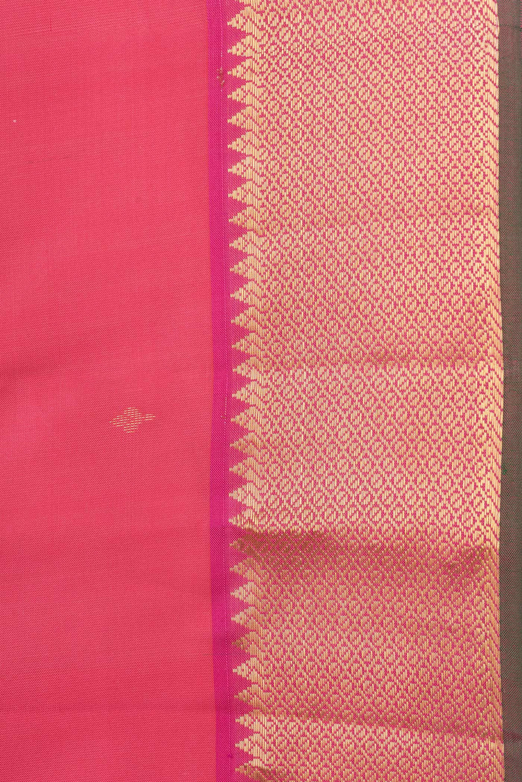 Border image of Pink Dual Tone Kanjivaram Silk Saree with Zari Butta on the body and Zari Border. 