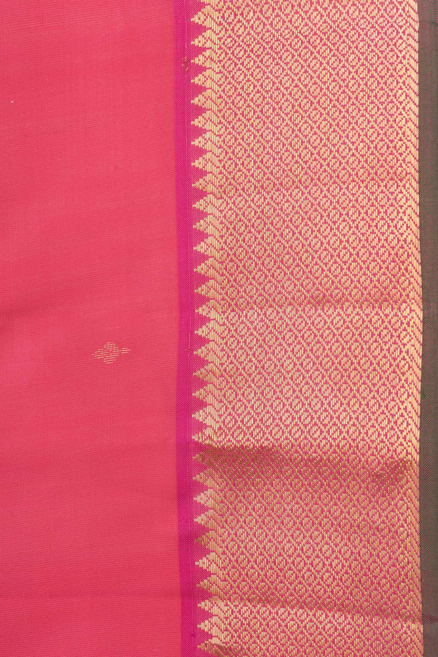 Border image of Pink Dual Tone Kanjivaram Silk Saree with Zari Butta on the body and Zari Border. 