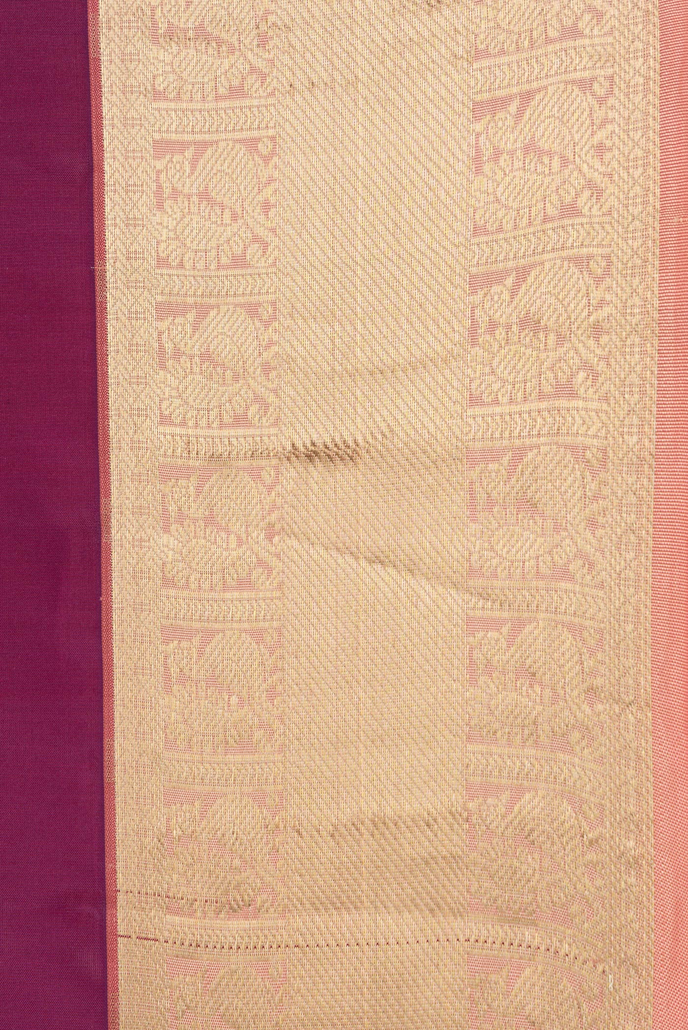 Border image of Magenta Dual Tone Kanchipuram Silk Saree with Zari Butta on the body and Zari Border. 