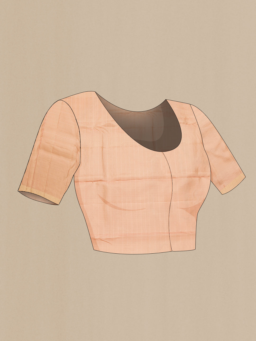Close up image of the blouse of Pink Dual Tone Kanchipuram Silk Saree with Stripes on the body and Zari Border. 