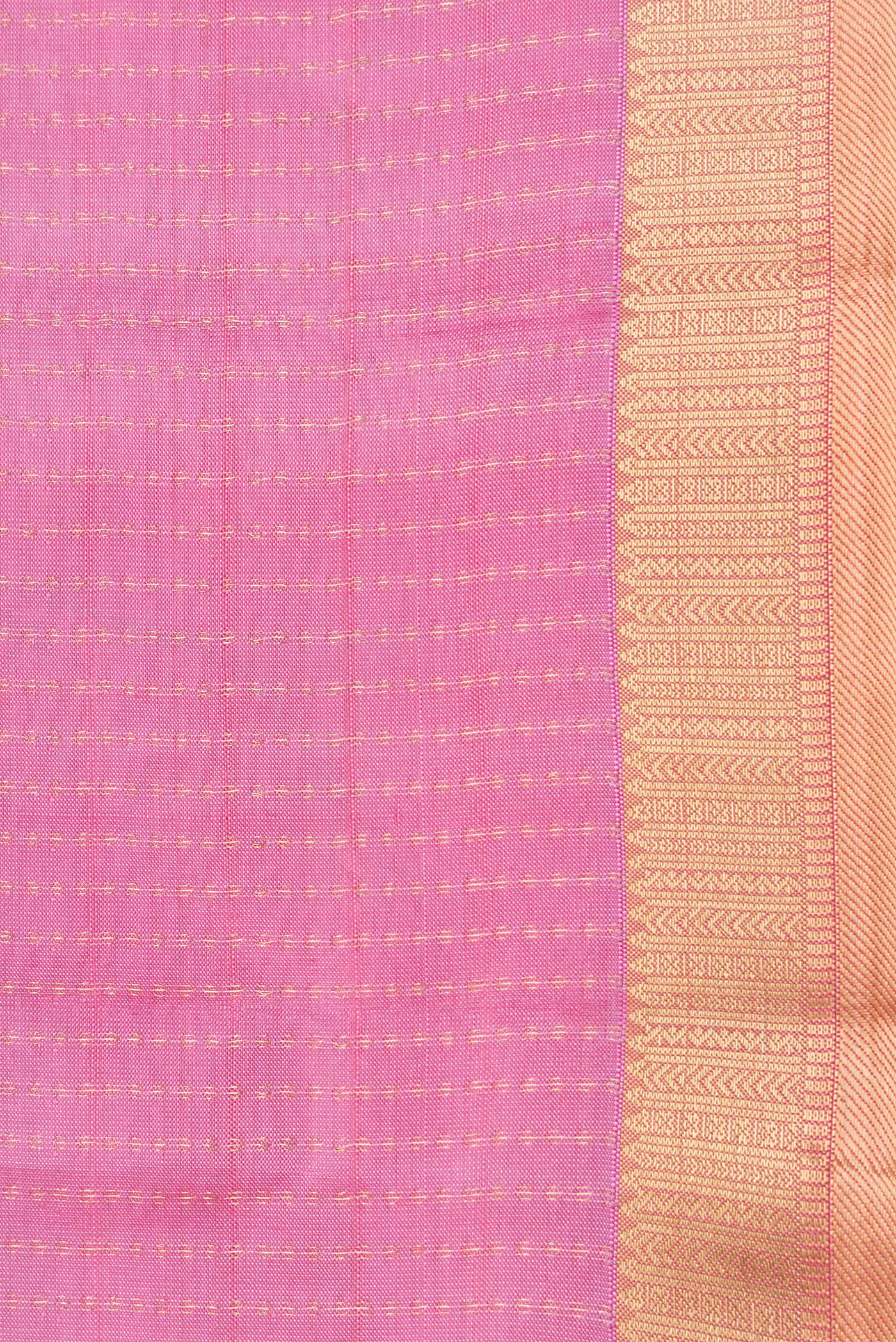 Border image of Pink Dual Tone Kanchipuram Silk Saree with Stripes on the body and Zari Border. 