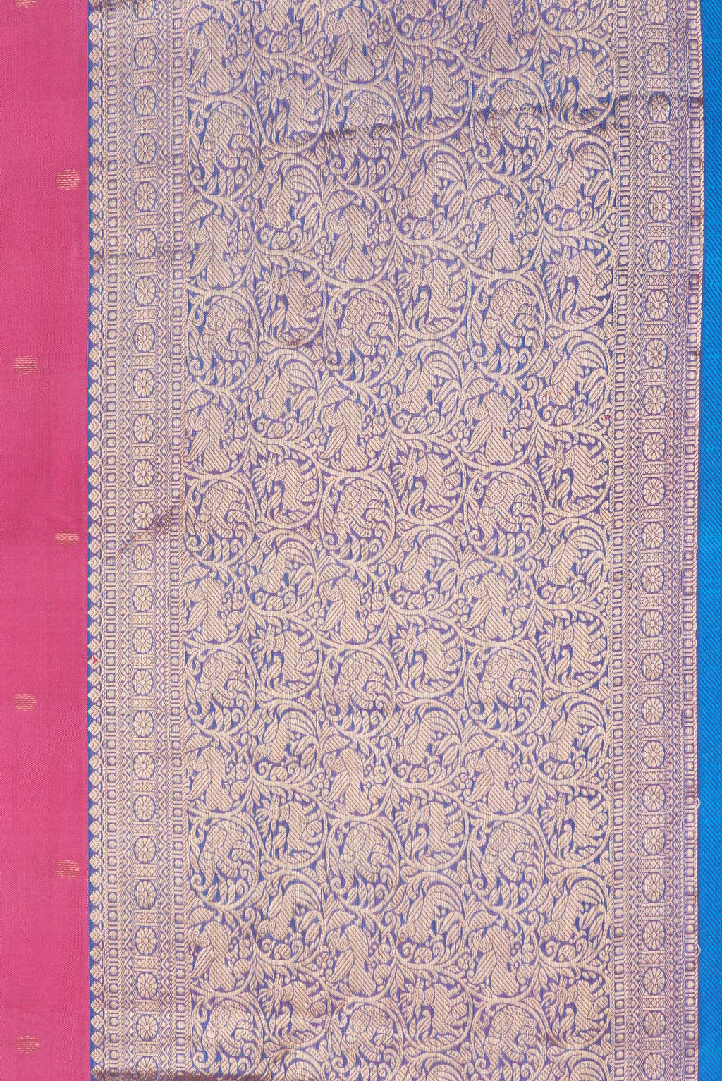 Border image of Pink Dual Tone Kanchipuram Silk Saree with Zari Butta on the body and Zari Border. 