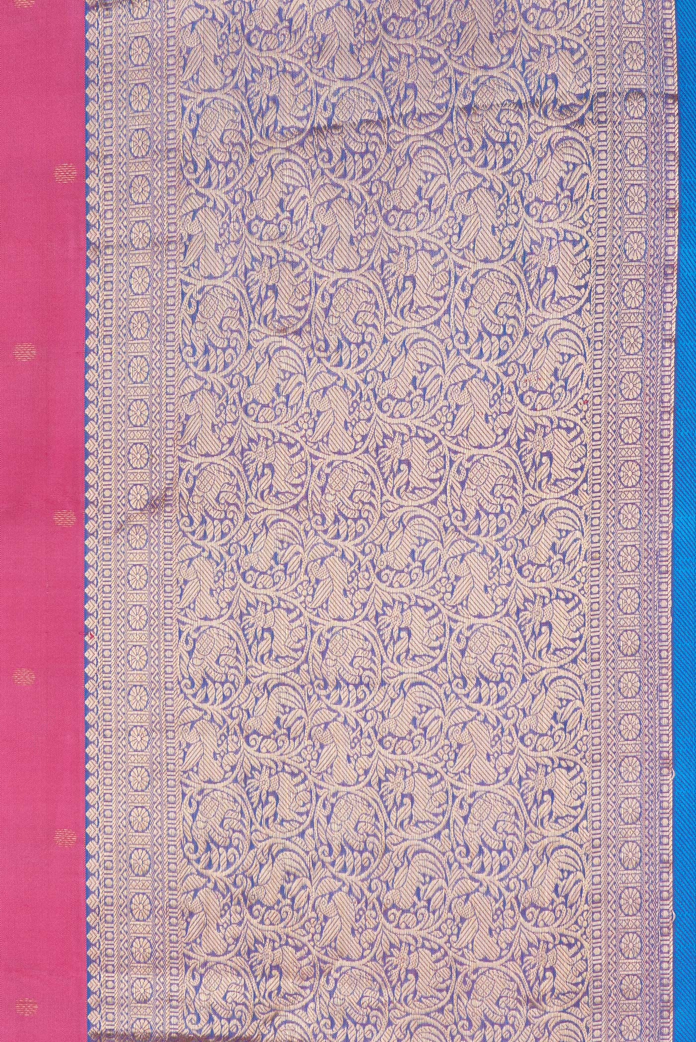 Border image of Pink Dual Tone Kanchipuram Silk Saree with Zari Butta on the body and Zari Border. 