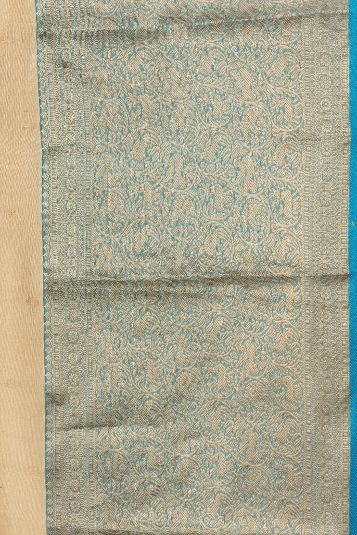 Border image of Sandal Dual Tone Kanchipuram Silk Saree with Zari Butta on the body and Zari Border. 
