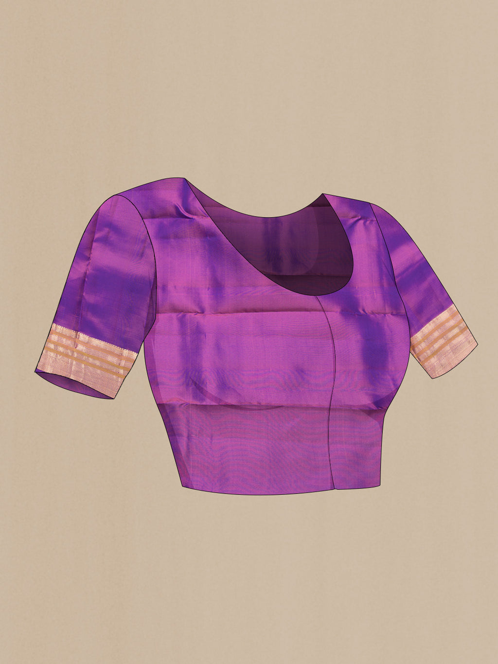 Close up image of the blouse of Pink Dual Tone Kanchipuram Silk Saree with Zari Butta on the body and Zari Border. 