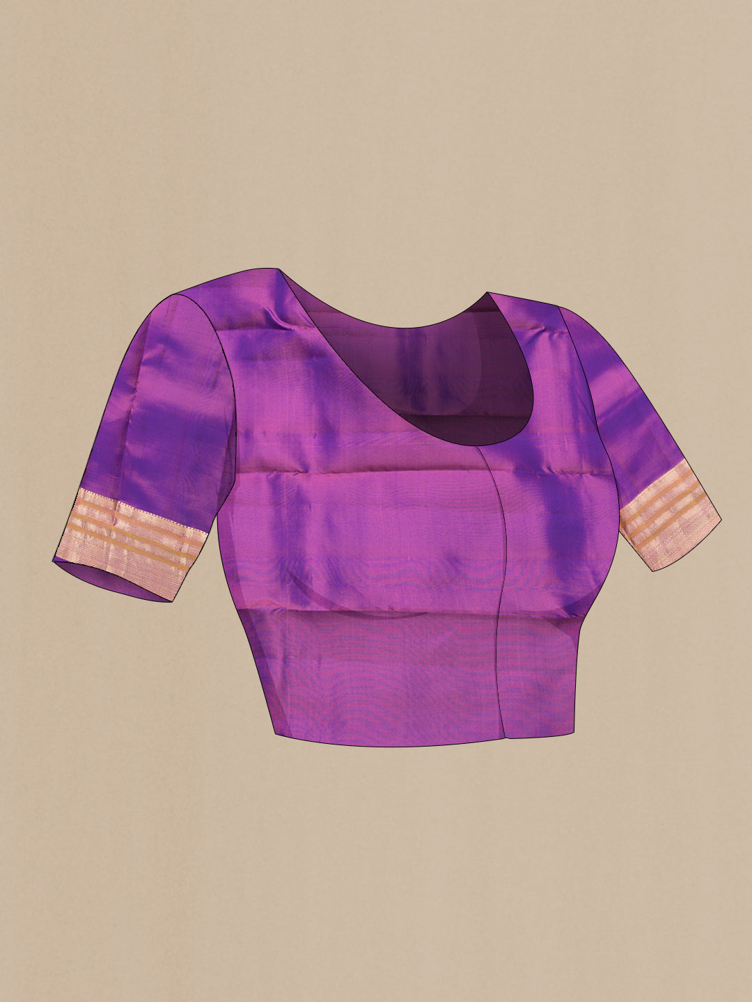 Close up image of the blouse of Pink Dual Tone Kanchipuram Silk Saree with Zari Butta on the body and Zari Border. 