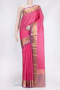 Pink Dual Tone Kanchipuram Silk Saree with Zari Butta on the body and Zari Border.  displayed on a mannequin