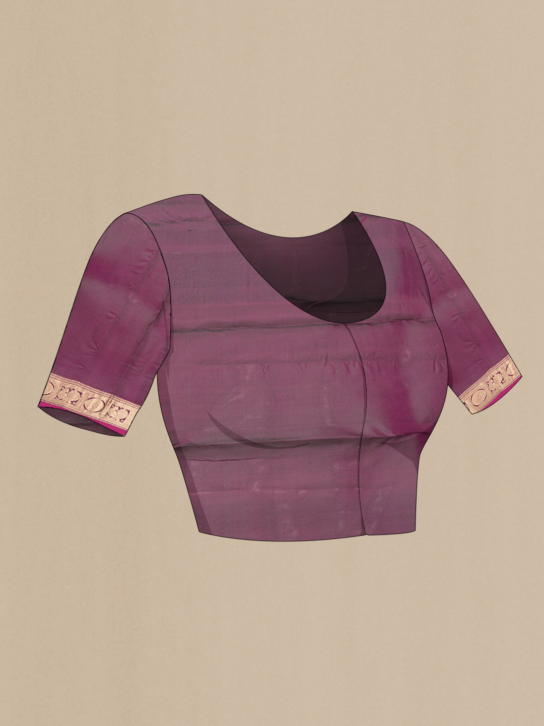 Close up image of the blouse of Green Dual Tone Kanchipuram Silk Saree with Zari Butta on the body and Zari Border. 