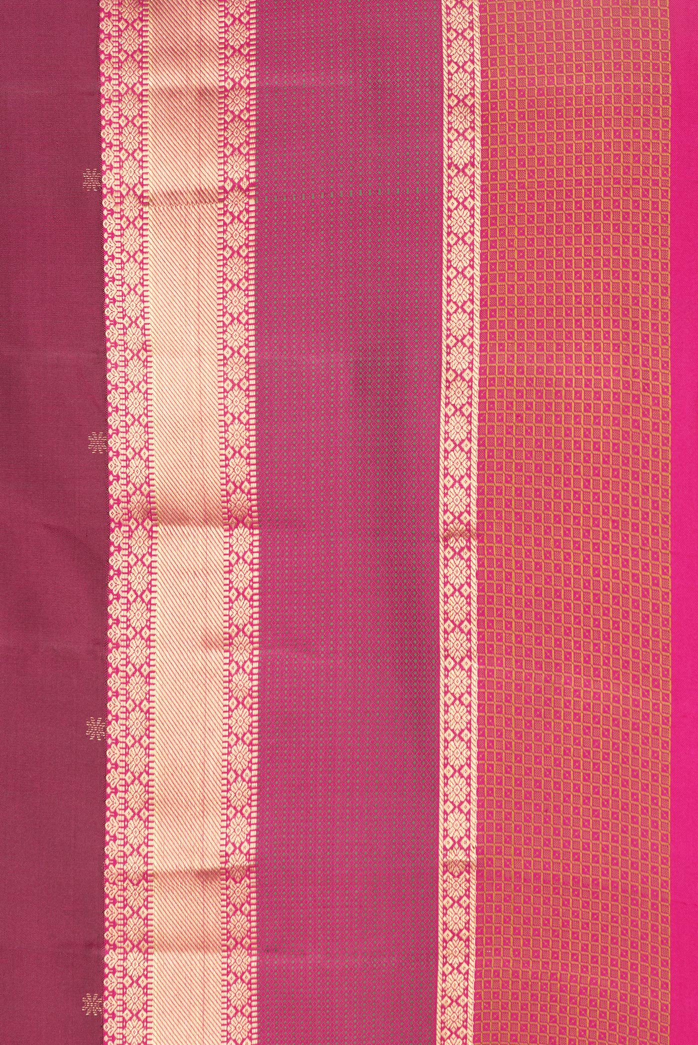 Border image of Maroon Dual Tone Kanchipuram Silk Saree with Zari Butta on the body and Zari Border. 