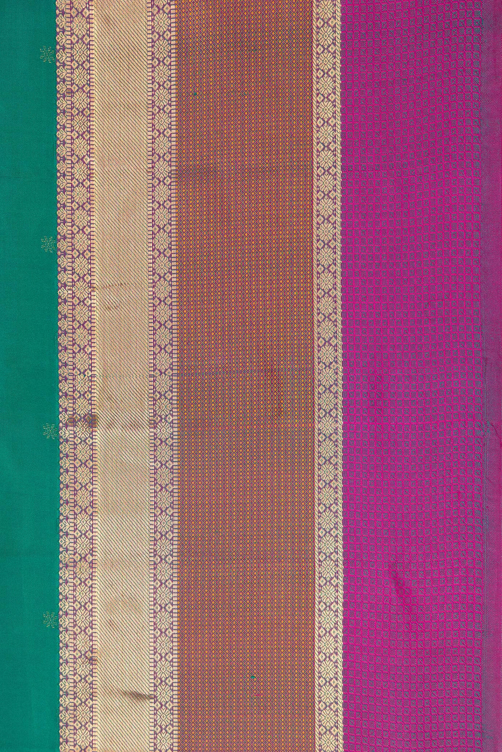 Border image of Green Dual Tone Kanchipuram Silk Saree with Zari Butta on the body and Zari Border. 