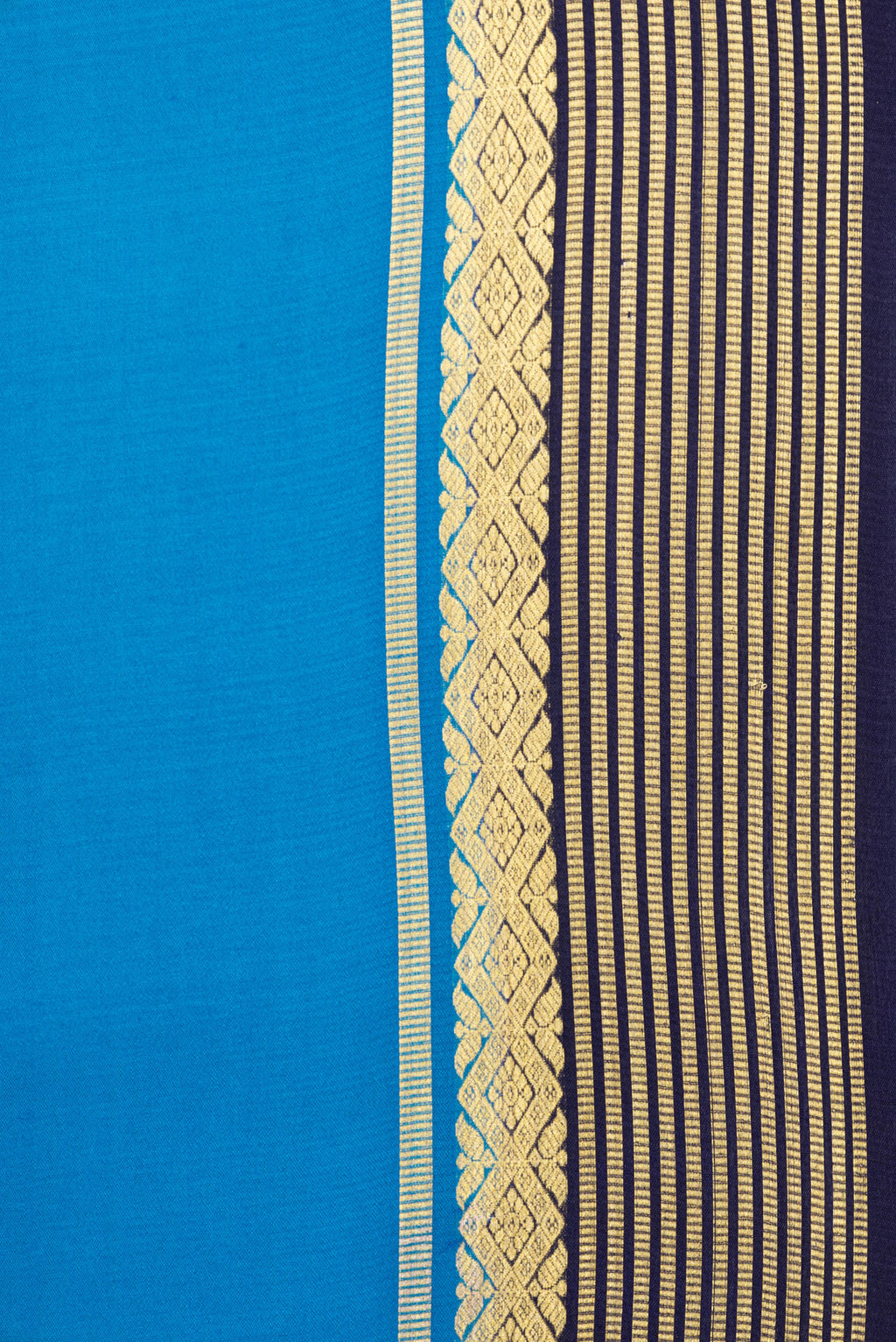 Border image of Royal Blue Dual Tone Mysore Silk Saree with Plain Body and Zari Border. 