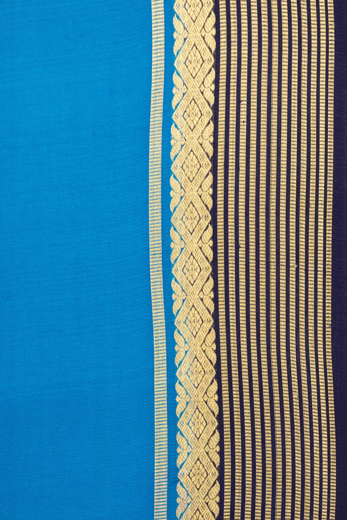 Border image of Royal Blue Dual Tone Mysore Silk Saree with Plain Body and Zari Border. 