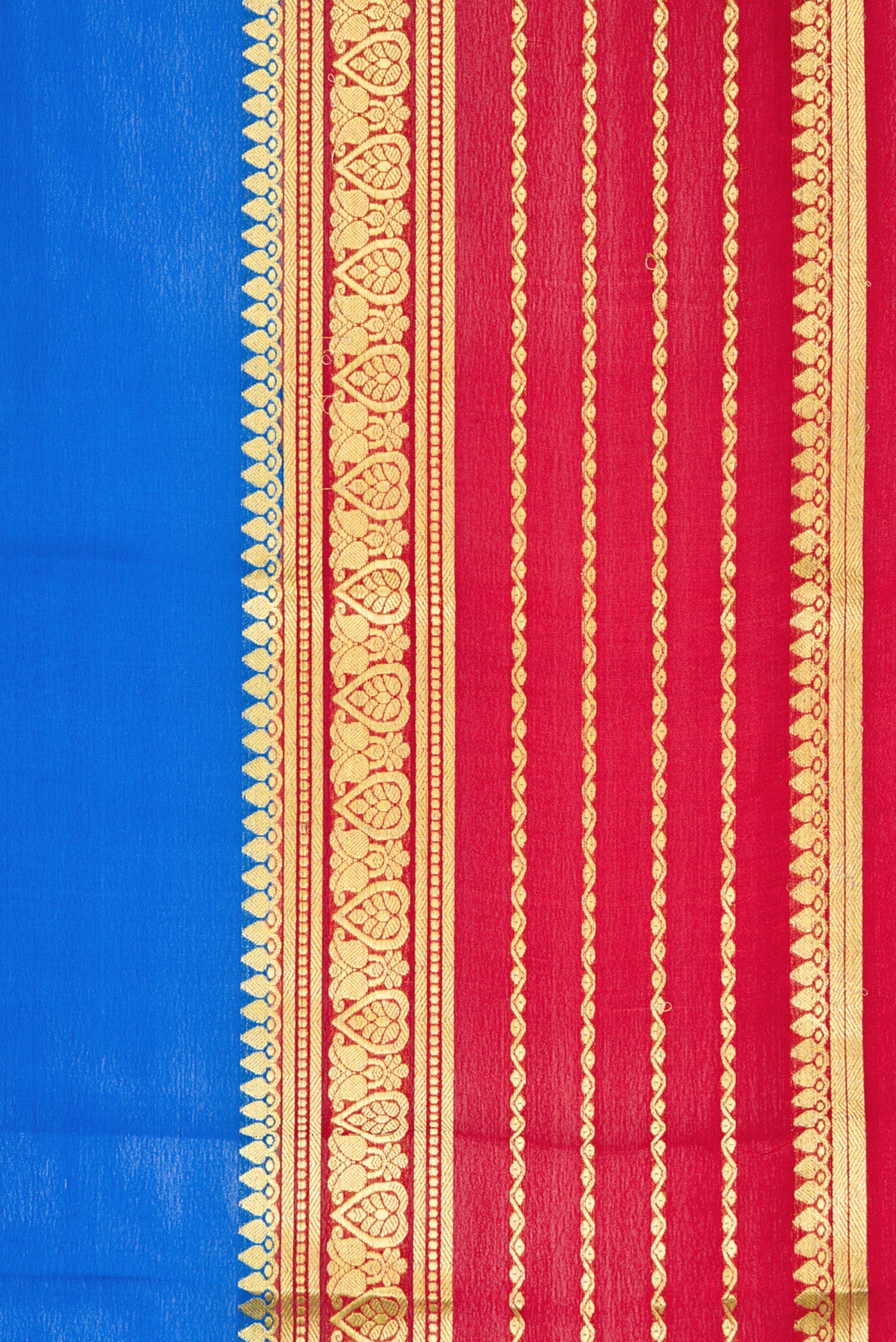 Border image of Royal Blue Dual Tone Mysore Silk Saree with Plain Body and Zari Border. 