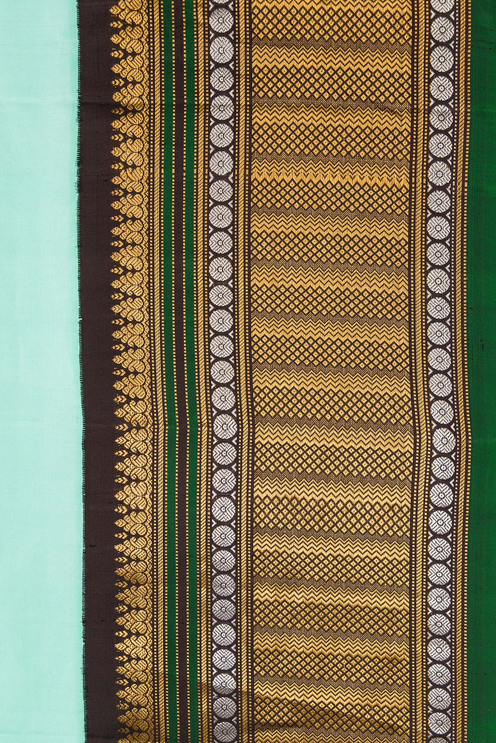 Border image of Sky Blue Dual Tone Gadwal Silk Saree with Zari Butta on the body and Zari Border. 