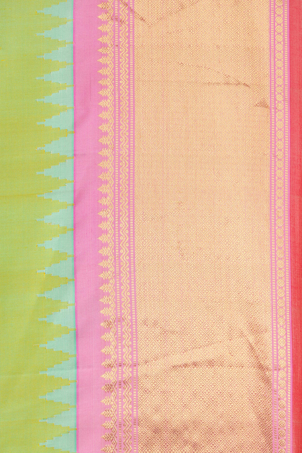 Border image of Light Green Dual Tone Gadwal Silk Saree with Zari Butta on the body and Zari Border. 