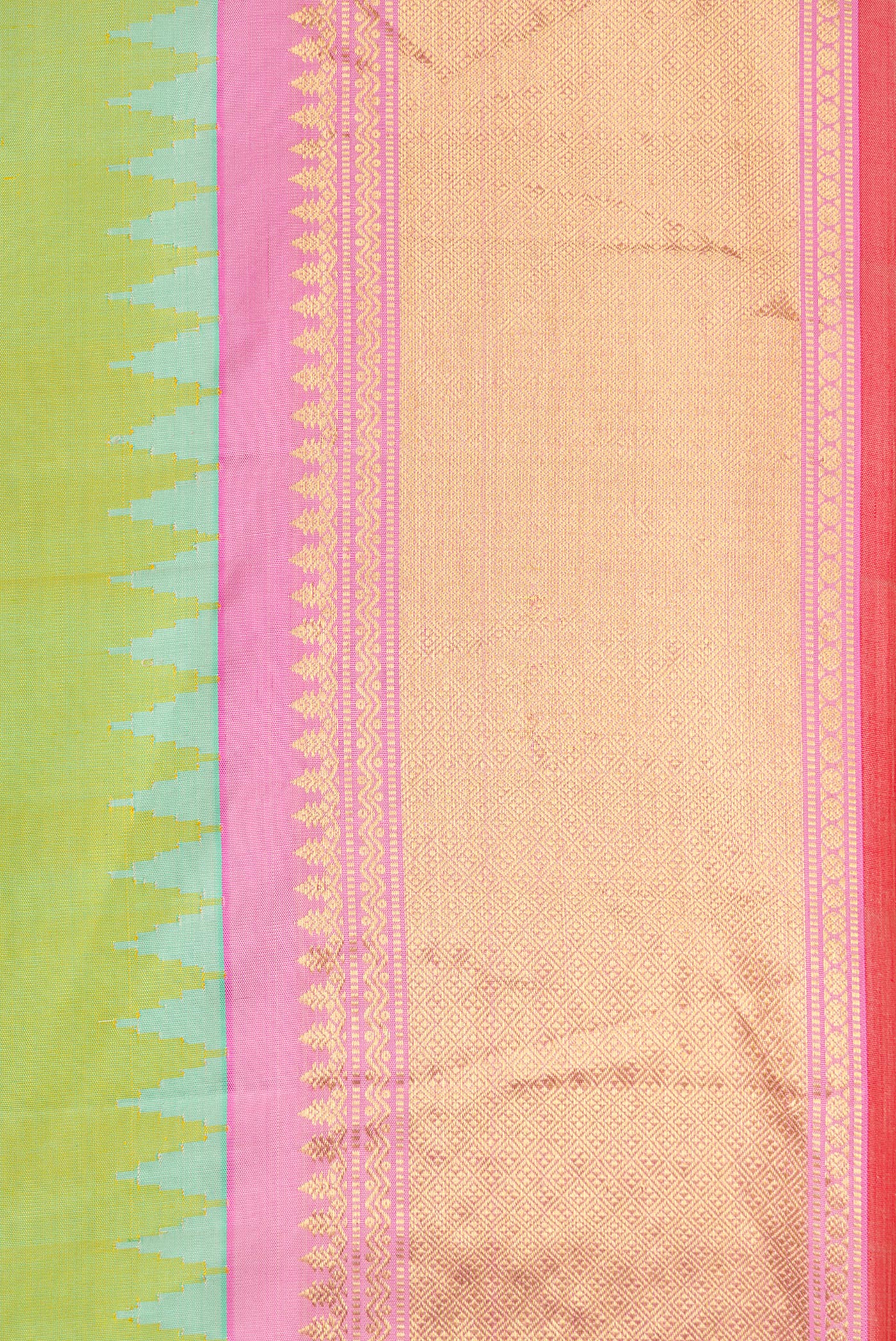 Border image of Light Green Dual Tone Gadwal Silk Saree with Zari Butta on the body and Zari Border. 
