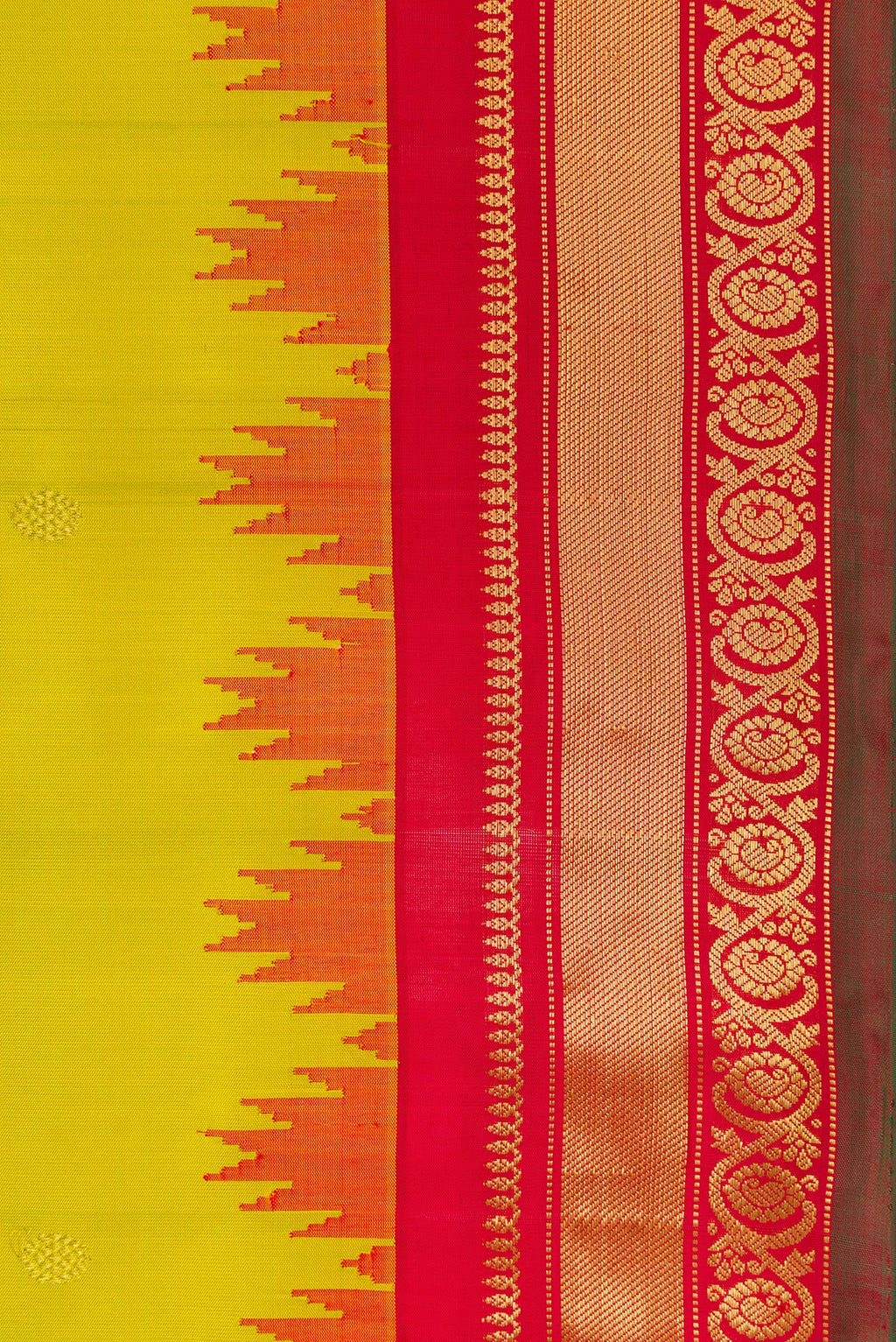 Border image of Mehandi Green Dual Tone Gadwal Silk Saree with Zari Butta on the body and Zari Border. 
