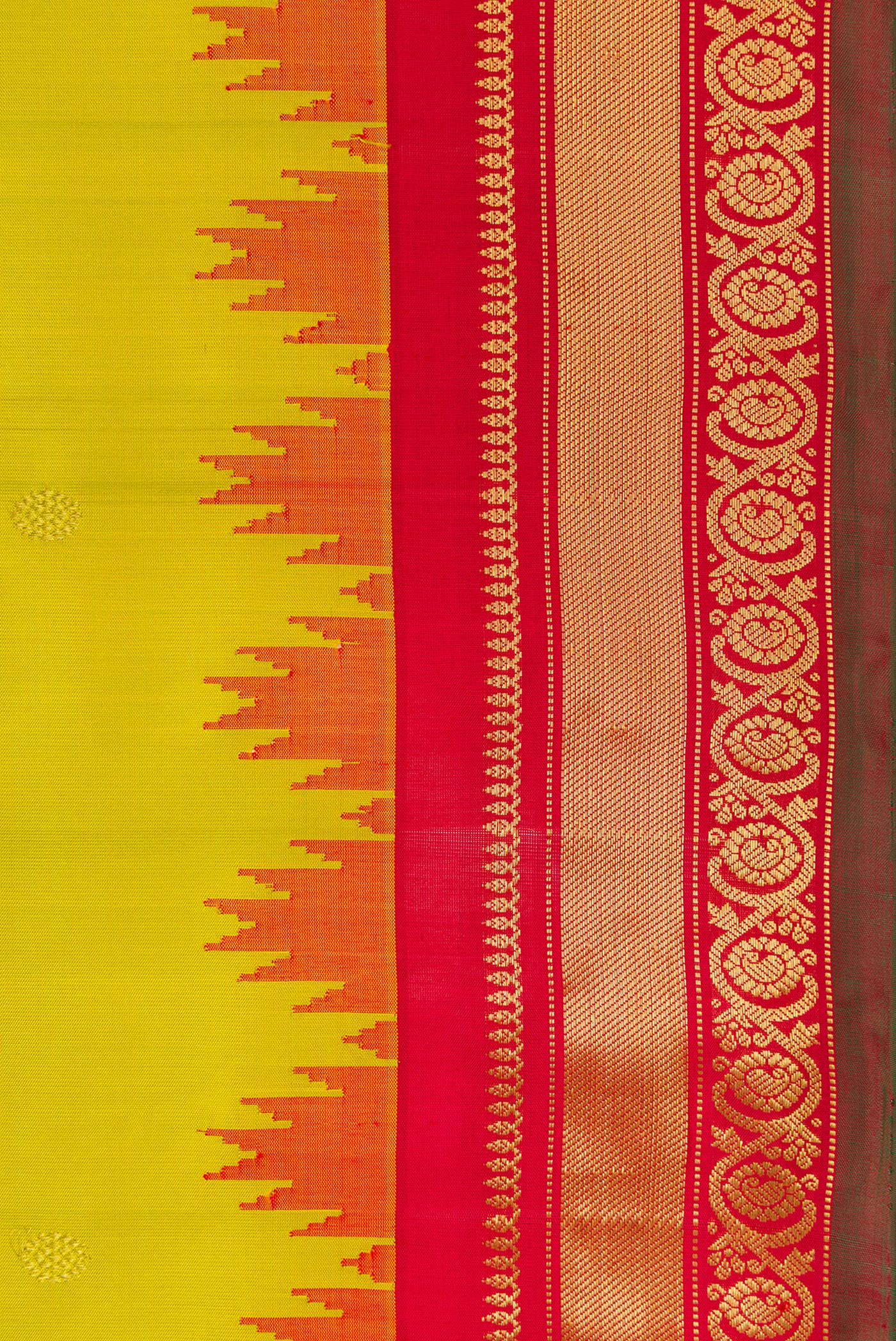 Border image of Mehandi Green Dual Tone Gadwal Silk Saree with Zari Butta on the body and Zari Border. 