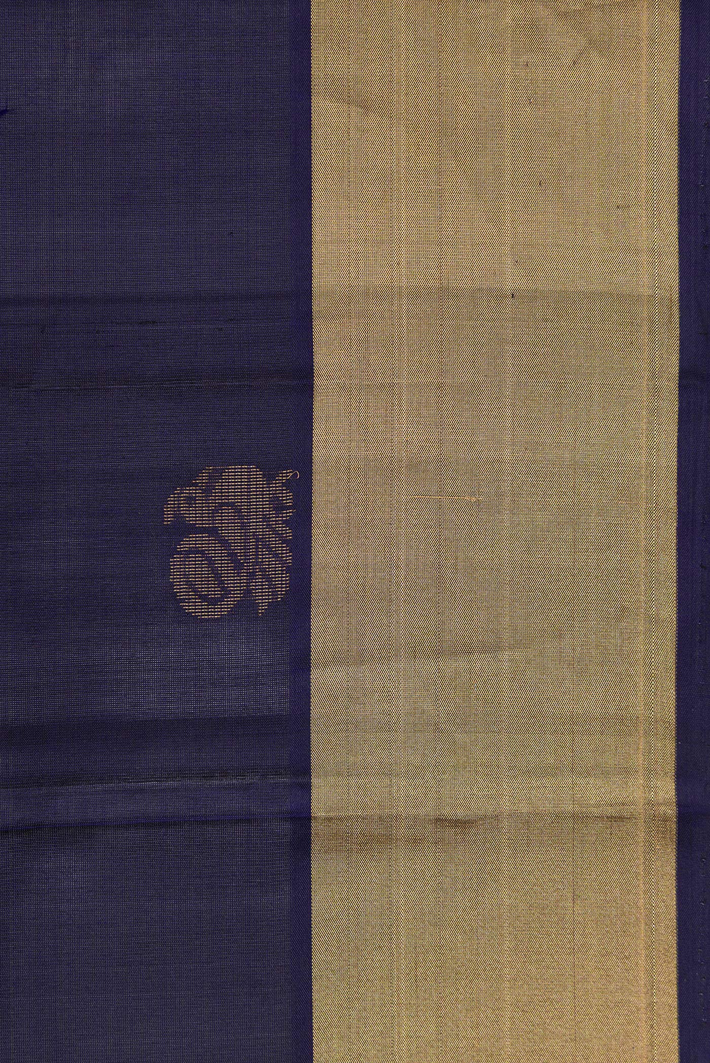 Border image of Navy Blue Dual Tone Soft Silk Saree with Zari Butta on the body and Zari Border. 