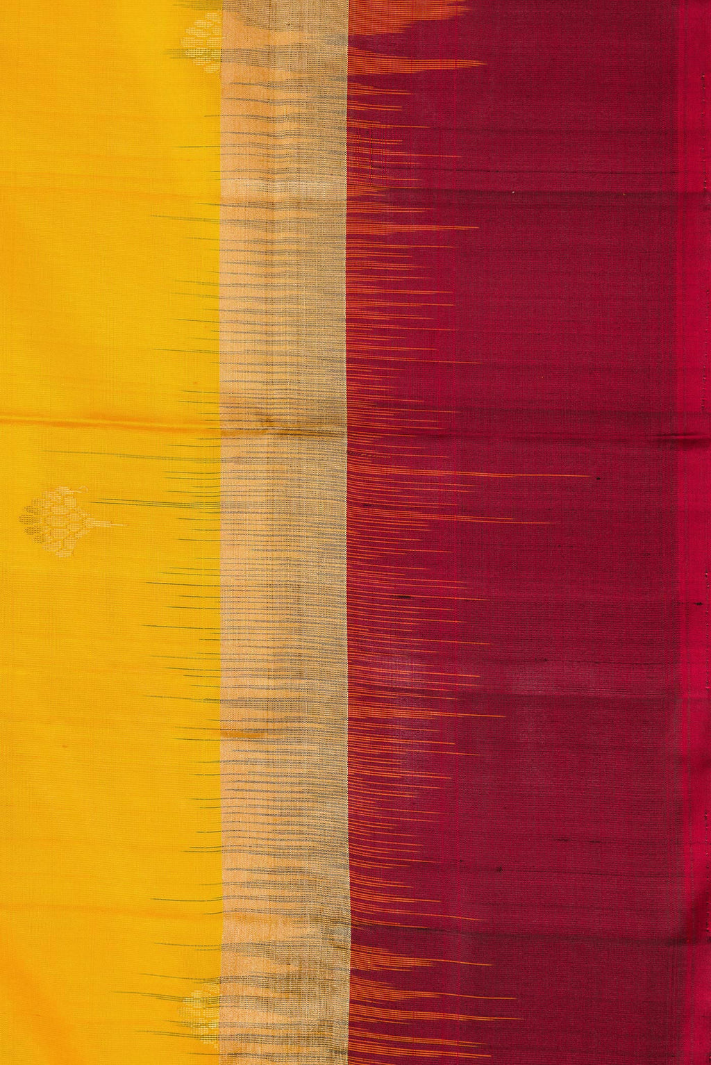 Border image of Yellow Dual Tone Soft Silk Saree with Zari Butta on the body and Zari Border. 